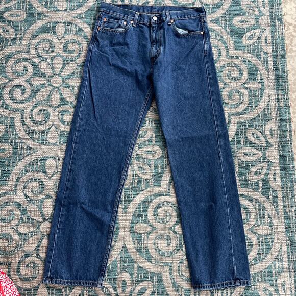 Levi's 505 Dark Wash Regular Fit Straight Leg Jeans Men's - Size 36 - Picture 2 of 12